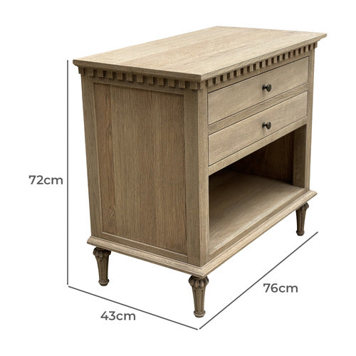 HAMILTON FURNITURE LOUISE OAK WOOD BEDSIDE TABLE