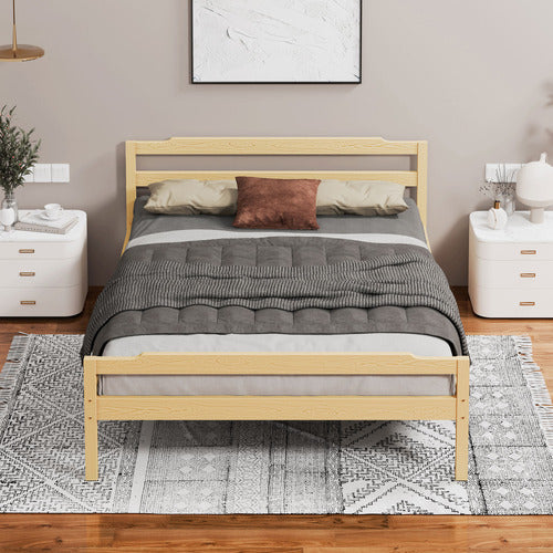 HOXTON ROOM LYNA PINE WOOD PLATFORM BED WITH DRAWERS