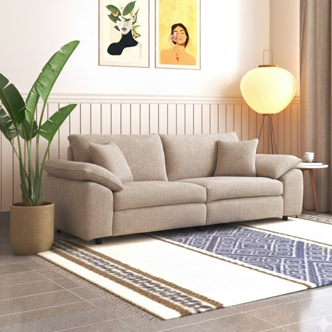MARLENE FABRIC 3 SEATER SOFA TAUPE