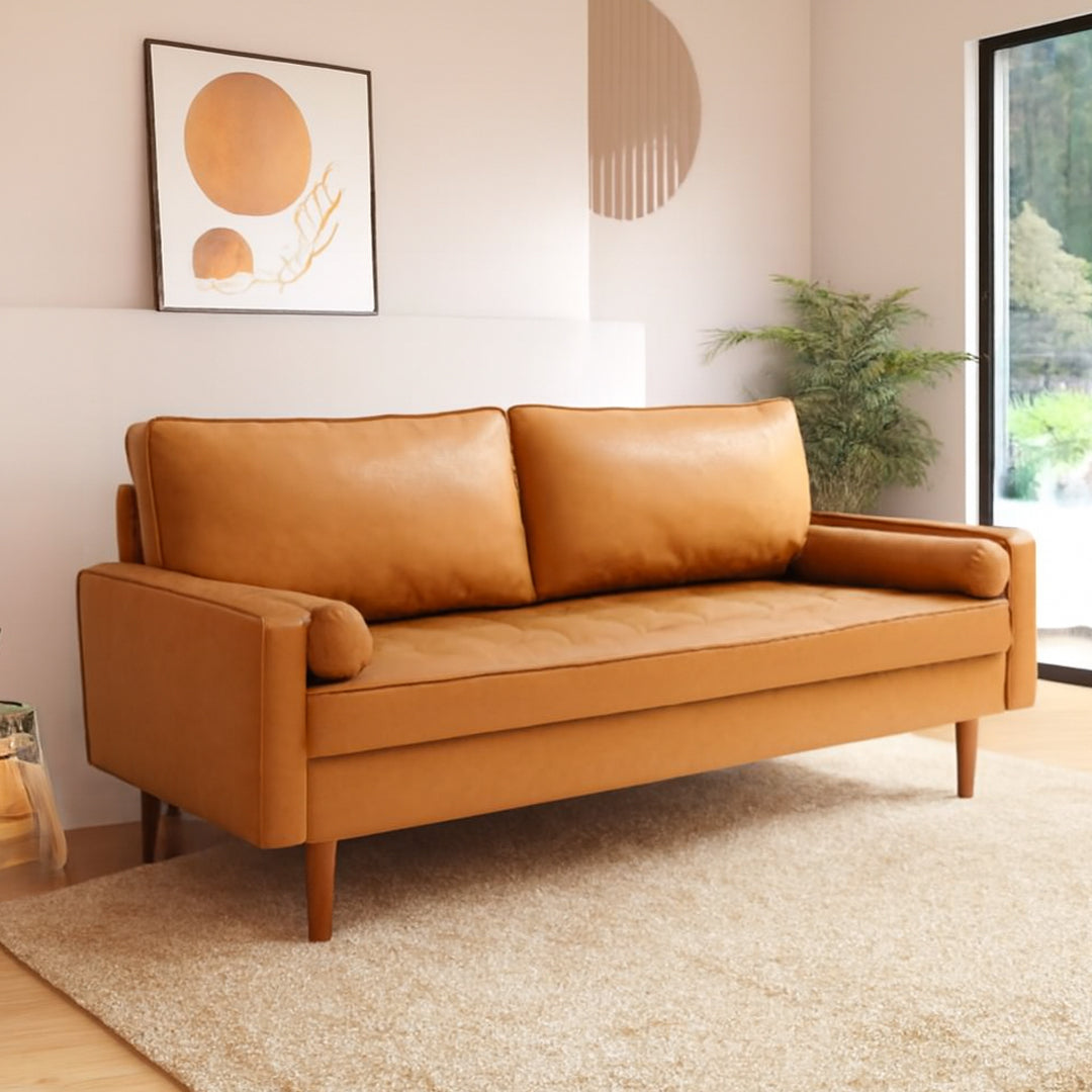 MIKASA FURNITURE BLACKBURN 2.5 SEATER FAUX LEATHER SOFA