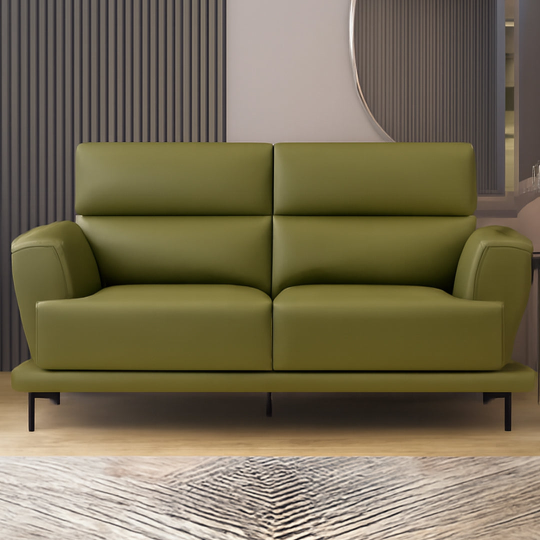 MONDRICH LEATHER 2 SEATER SOFA OLIVE GREEN
