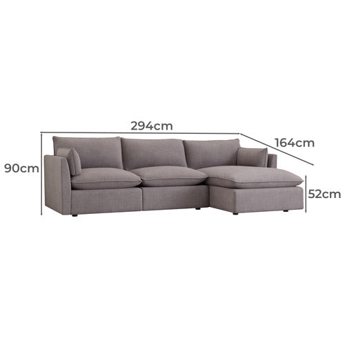 MALIBU 3 SEATER UPHOLSTERED SOFA WITH CHAISE