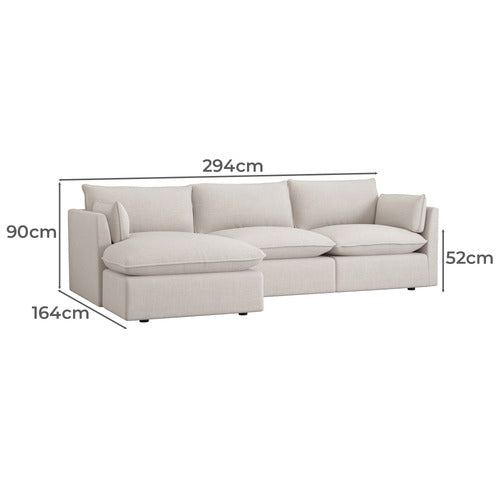 MALIBU 3 SEATER UPHOLSTERED SOFA WITH CHAISE