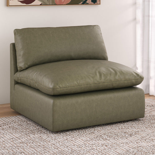 MARTINE GENUINE LEATHER ARMLESS LOUNGE CHAIR