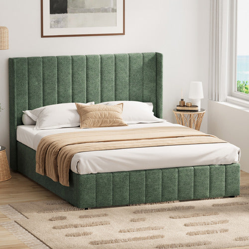 LIVING FUSION GREEN MEIER CHENILLE GAS LIFT STORAGE BED