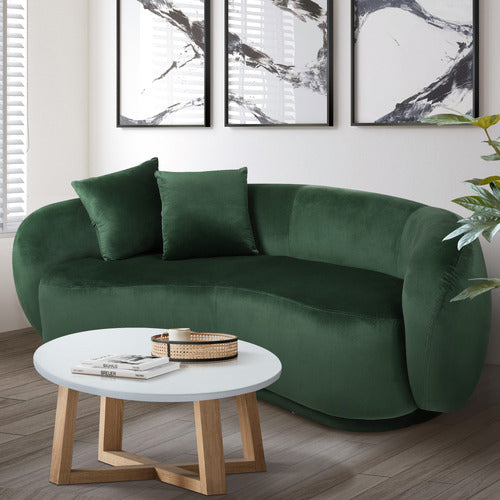 LIVING FUSION MILLIE 3 SEATER ROUNDED VELVET SOFA