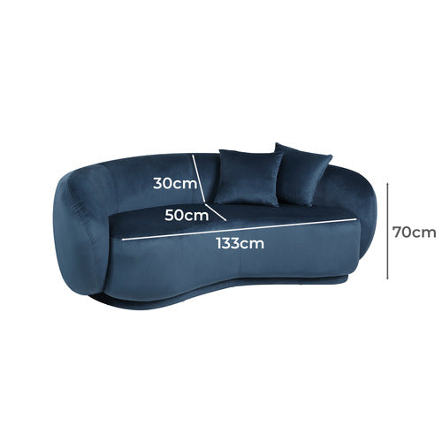 LIVING FUSION MILLIE 3 SEATER ROUNDED VELVET SOFA