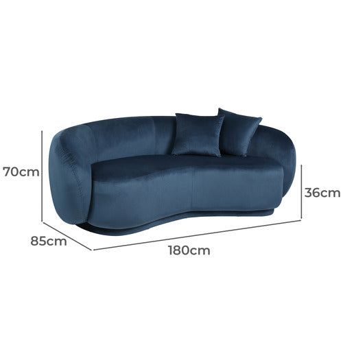 LIVING FUSION MILLIE 3 SEATER ROUNDED VELVET SOFA