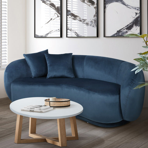 LIVING FUSION MILLIE 3 SEATER ROUNDED VELVET SOFA