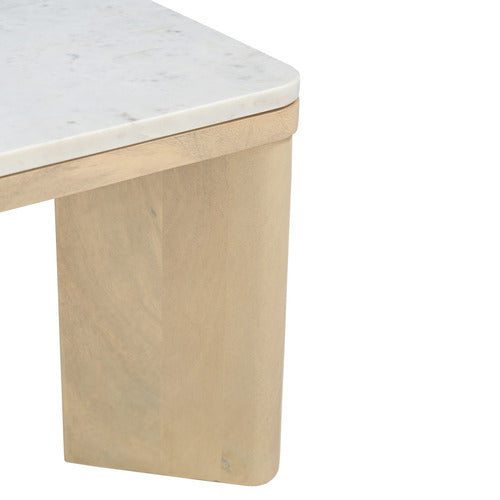 MISHA SQUARE MANGO WOOD & MARBLE COFFEE TABLE