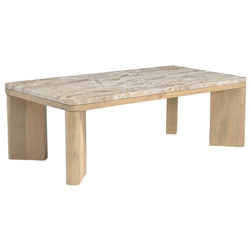 MISHA RECTANGLE MANGO WOOD & MARBLE COFFEE TABLE