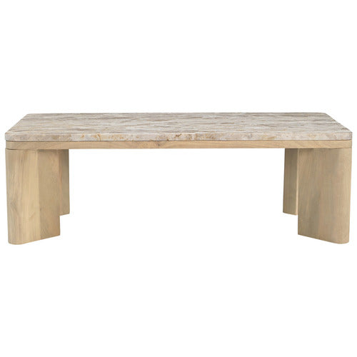 MISHA RECTANGLE MANGO WOOD & MARBLE COFFEE TABLE
