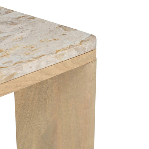 MISHA RECTANGLE MANGO WOOD & MARBLE COFFEE TABLE