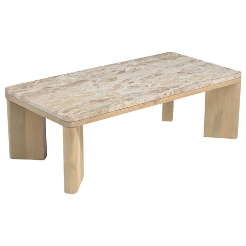 MISHA RECTANGLE MANGO WOOD & MARBLE COFFEE TABLE