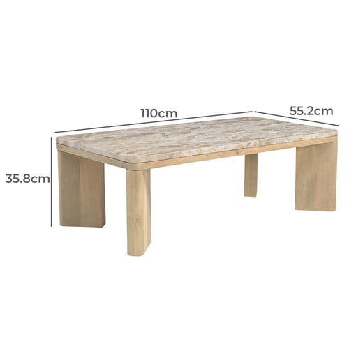 MISHA RECTANGLE MANGO WOOD & MARBLE COFFEE TABLE