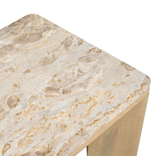 MISHA RECTANGLE MANGO WOOD & MARBLE COFFEE TABLE