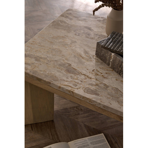 MISHA RECTANGLE MANGO WOOD & MARBLE COFFEE TABLE
