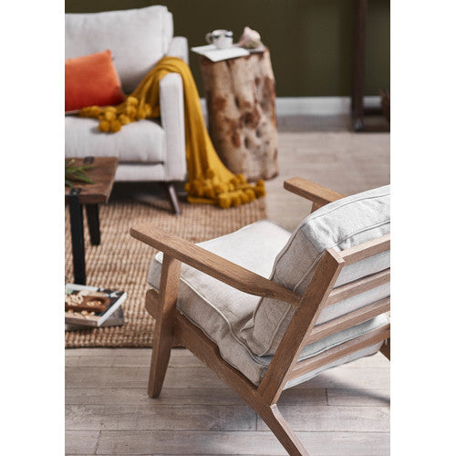 NATURALLY PROVINICIAL COILA SOLID OAK & LINEN LEISURE ARMCHAIR