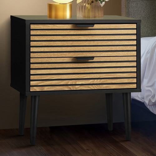 LIVING FUSION MULVILLE 2 DRAWER BEDSIDE TABLE