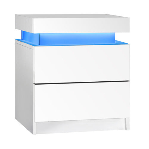 LIVING FUSION MURRAY 2 DRAWER LED BEDSIDE TABLE