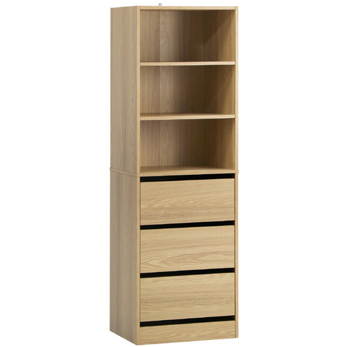 LIVING FUSION NATURAL CASSANDRA 3 SHELF 3 DRAWER WARDROBE