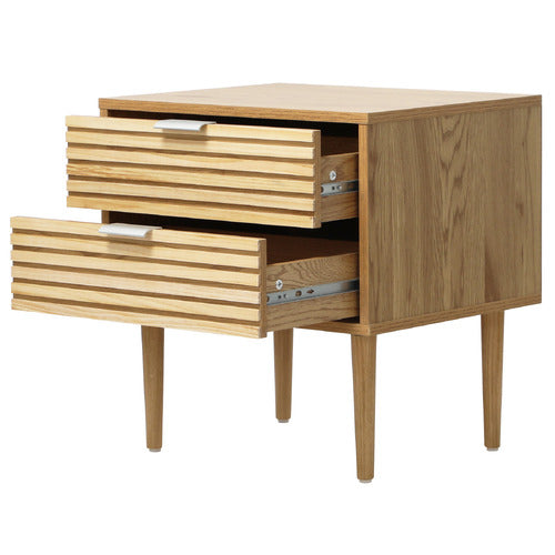LIVING FUSION MYLES 2 DRAWER RIBBED BEDSIDE TABLE