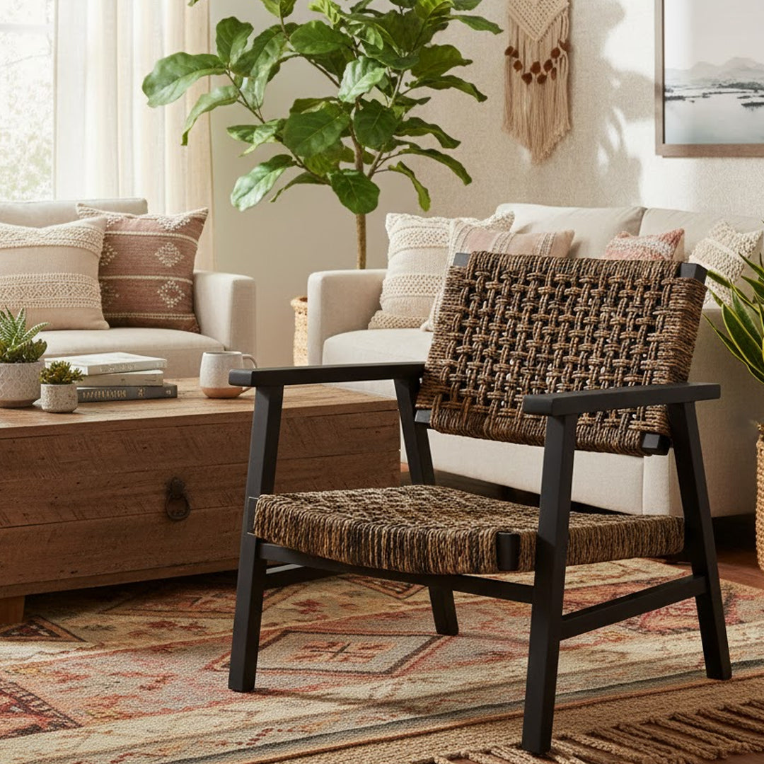 NORDIC STREET RIVERS MAHOGANY WOOD ARMCHAIR