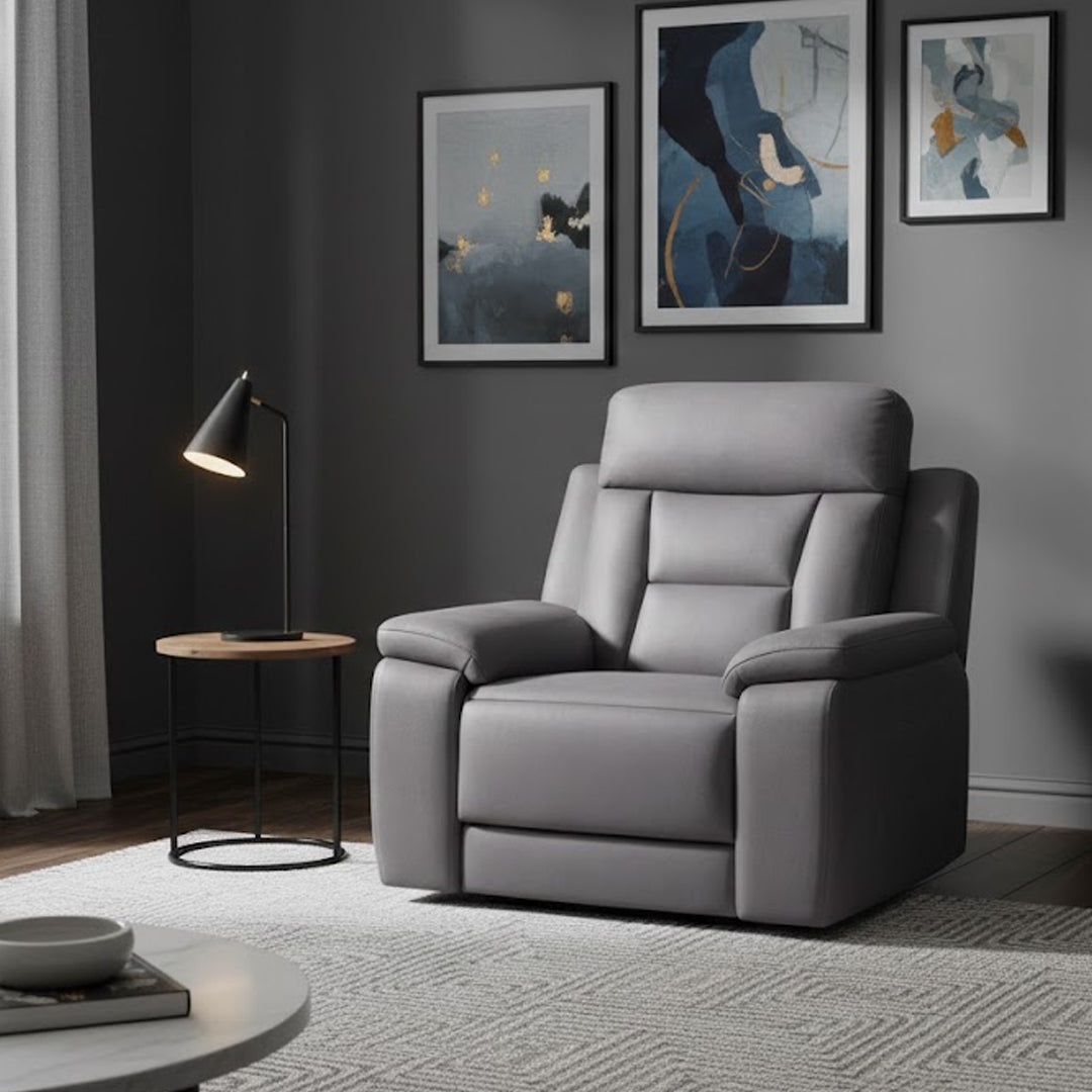 NOVAK FABRIC ELECTRIC RECLINER DARK GREY