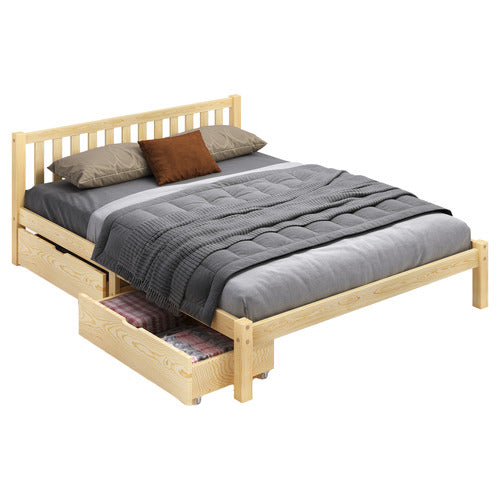 HOXTON ROOM NATURAL HAZEL PINE WOOD BED WITH UNDERBED STORAGE