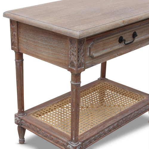 CARRINGTON FURNITURE NATURAL MARSEILLE RATTAN BEDSIDE TABLE