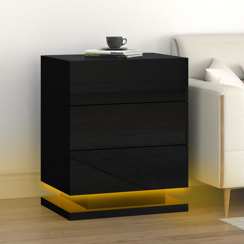HOXTON ROOM NIGEL 3 DRAWER BEDSIDE TABLE WITH LED LIGHT