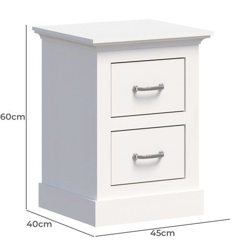 CAPE FURNITURE NOELLE 2 DRAWER BEDSIDE TABLE