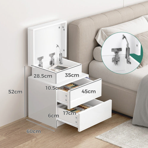 HOXTON ROOM NOLEN 2 DRAWER BEDSIDE TABLE WITH LED LIGHT