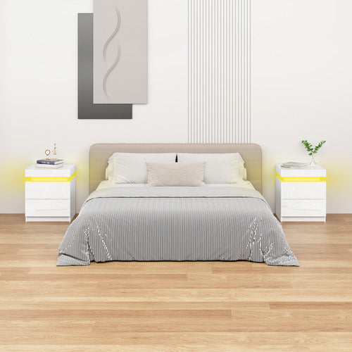 HOXTON ROOM NOLEN 2 DRAWER BEDSIDE TABLE WITH LED LIGHT