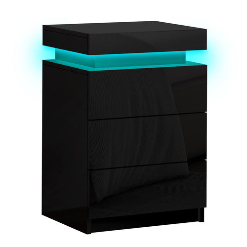 HOXTON ROOM NOVA 3 DRAWER BEDSIDE TABLE WITH LED LIGHT