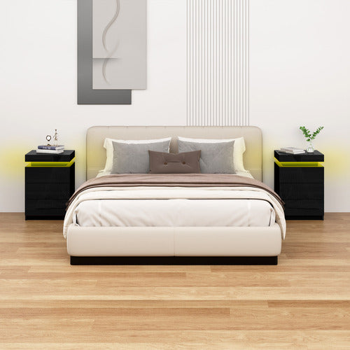 HOXTON ROOM NOVA 3 DRAWER BEDSIDE TABLE WITH LED LIGHT