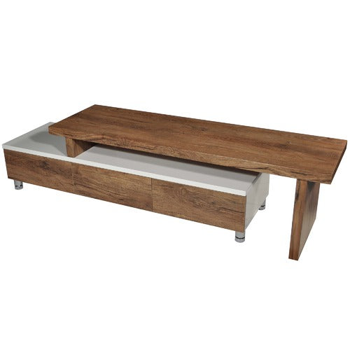 BY DESIGNS OAK & WHITE MILA EXTENDABLE ENTERTAINMENT UNIT