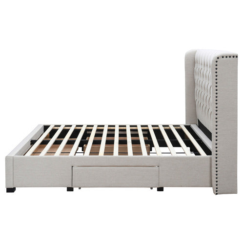WESTERN DESIGNS OAT WHITE FOREST HILL QUEEN BED WITH UNDERBED DRAWERS