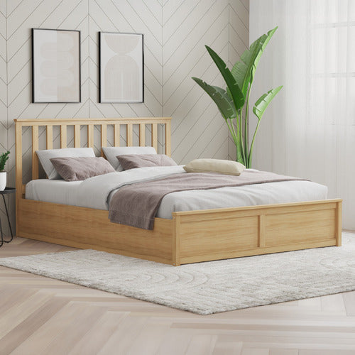 RAWSON & CO OLSEN PINE WOOD GAS LIFT STORAGE BED FRAME