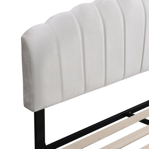 EVIE HOME BEIGE ALDGATE VELVET BED