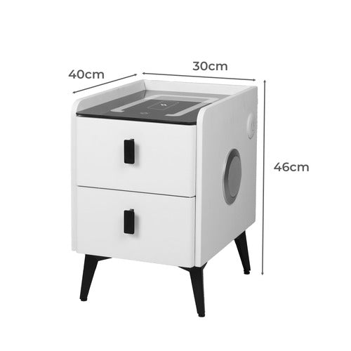 OAKLEIGH HOME OVETTE 2 DRAWER LED BEDSIDE TABLE WITH CHARGING STATION