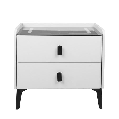 OAKLEIGH HOME OVETTE 2 DRAWER LED BEDSIDE TABLE WITH CHARGING STATION