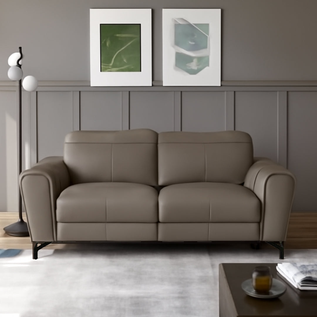 PELOSI LEATHER 2 SEATER SOFA MID GREY