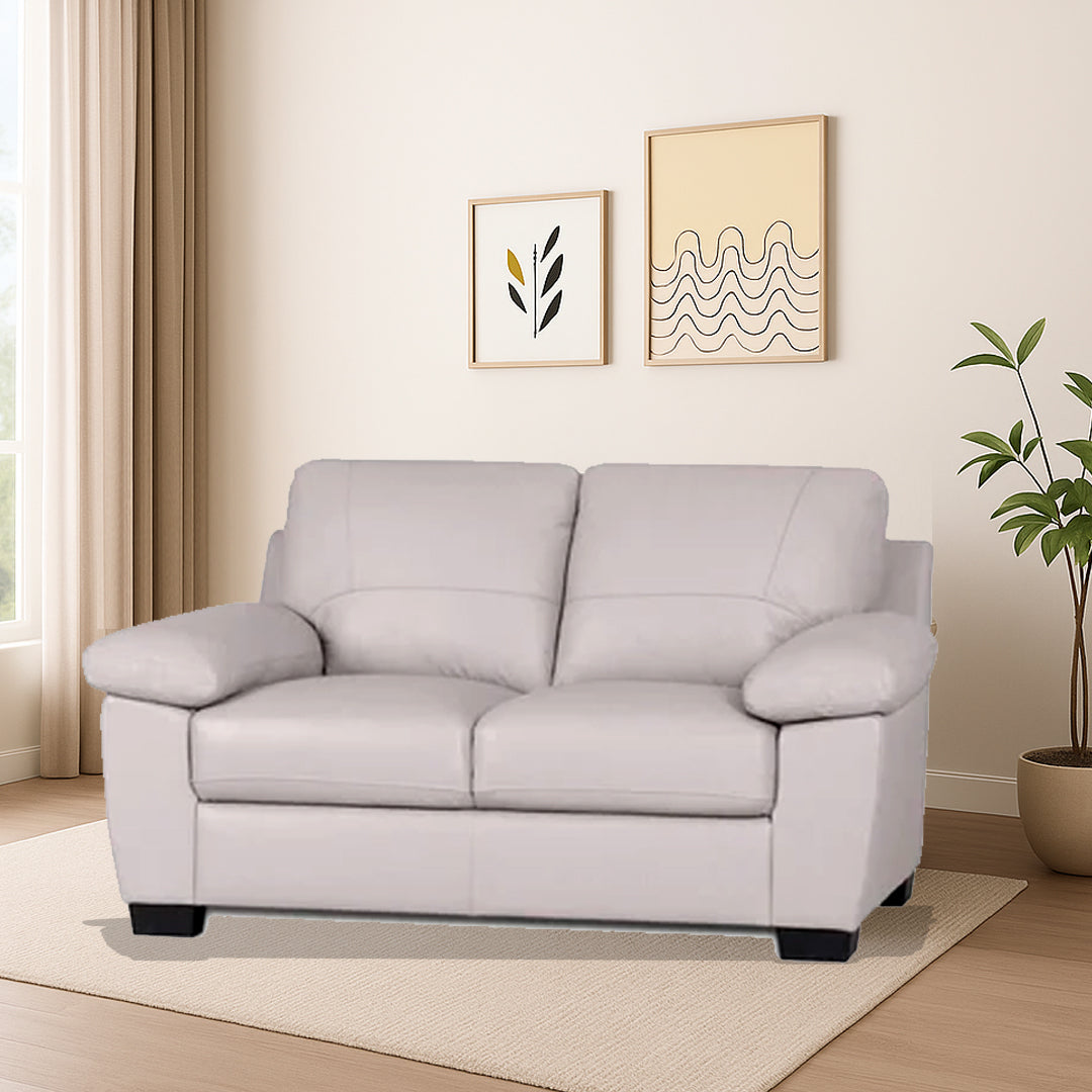 PERSEUS LEATHER 2 SEATER SOFA LIGHT GREY