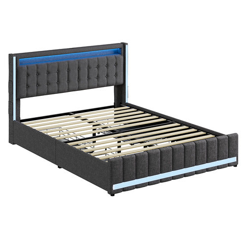 OAKLEIGH HOME PALMERA UPHOLSTERED BED WITH LED & CHARGING STATION