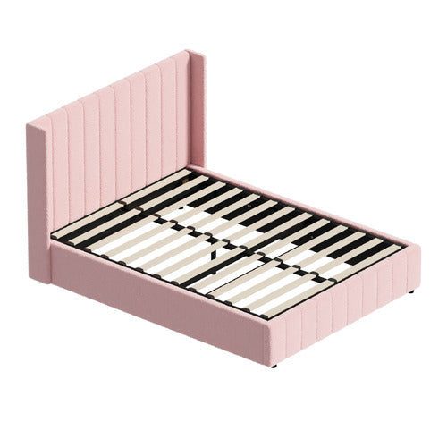 LIVING FUSION PINK MEIER BOUCLE GAS LIFT STORAGE BED