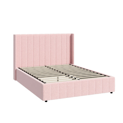 LIVING FUSION PINK MEIER BOUCLE GAS LIFT STORAGE BED