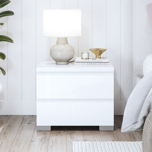 WEST VALLEY INTERIORS PIPER 2 DRAWER BEDSIDE TABLE
