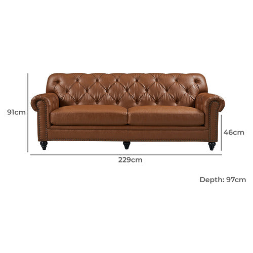 BY DESIGNS PRIMAVERA 3 SEATER LEATHER SOFA