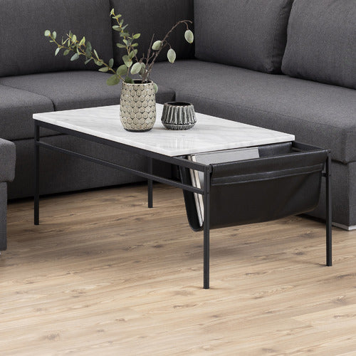 INNOVA STUDIO PRINCE MARBLE COFFEE TABLE WITH MAGAZINE RACK